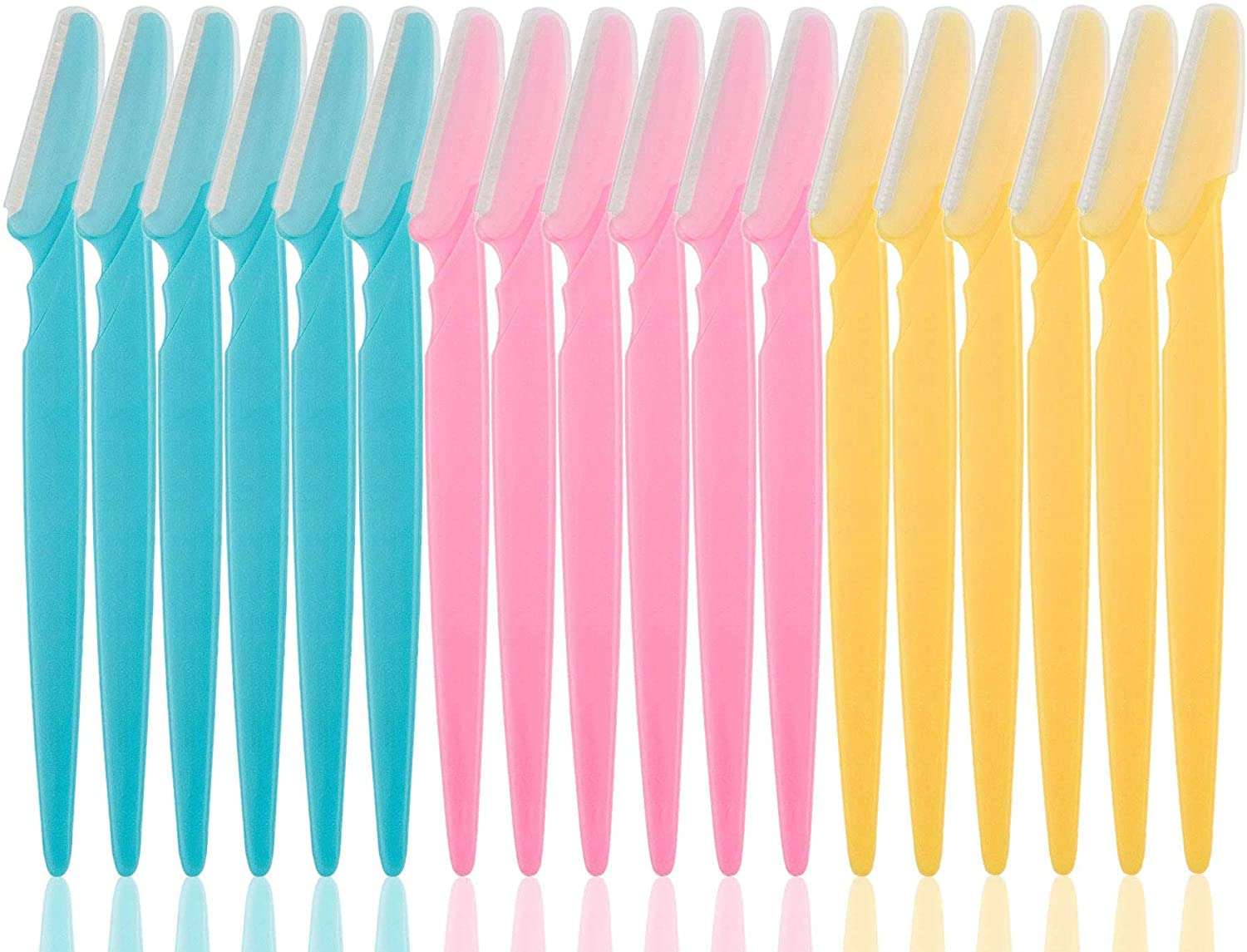 Pack of multicolor eyebrow razor for women and men disposable facial razors in blue pink and yellow