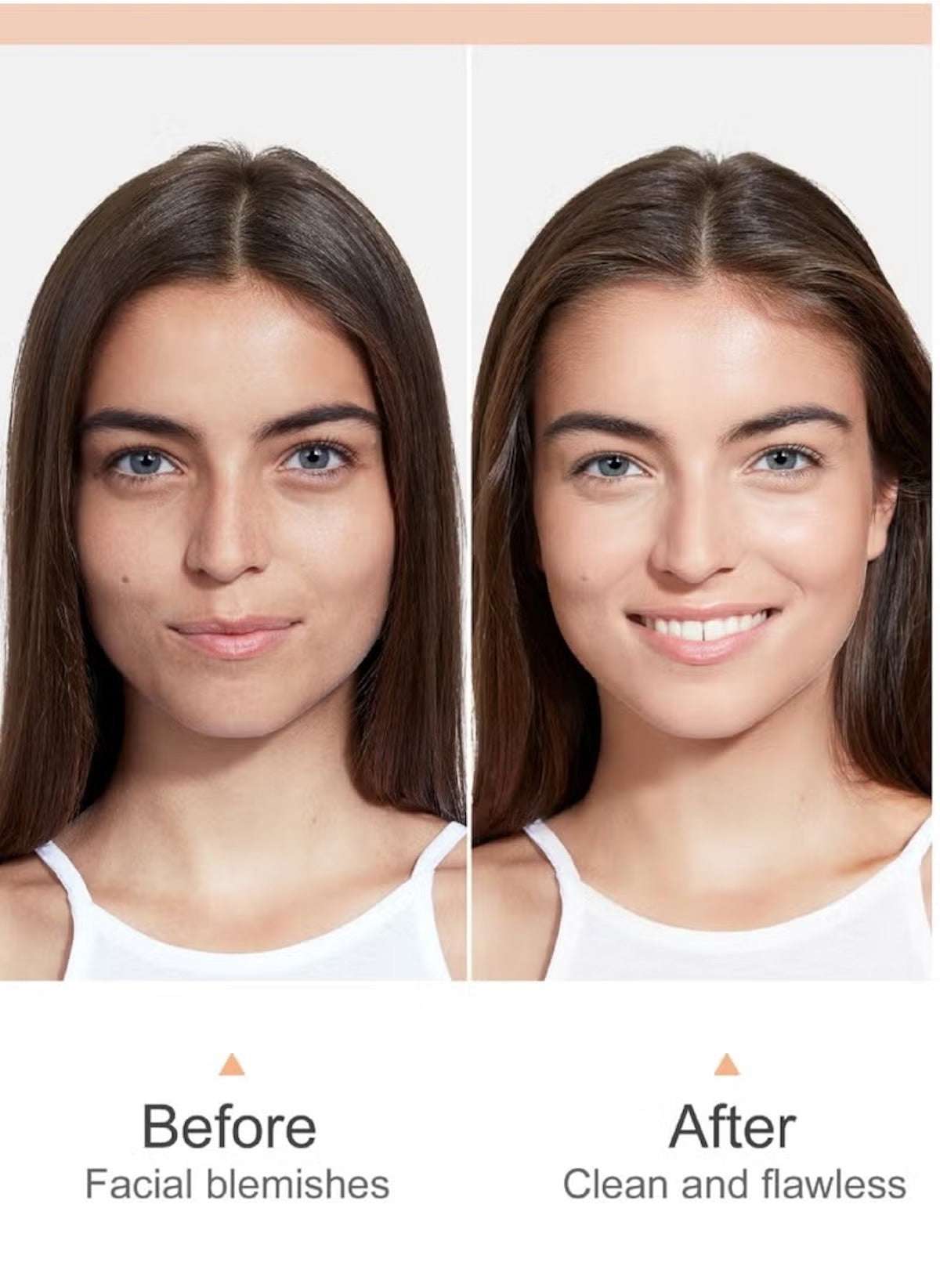 Huitich foundation before and after showing long lasting concealer for flawless skin on a woman's face