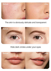 foundation before and after images showcasing long lasting concealer for flawless skin hiding dark circles and evening skin tone