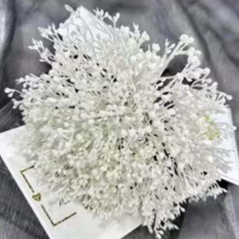 Huitich beige artificial flower decor with delicate small white buds arranged in a round bouquet