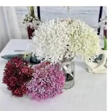 Artificial flower bouquet decor with burgundy and purple clusters