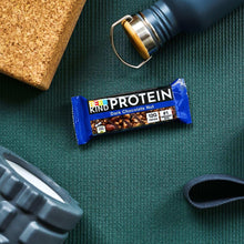 BE-KIND Protein bar in blue wrapper, dark chocolate nut, 12g protein.
