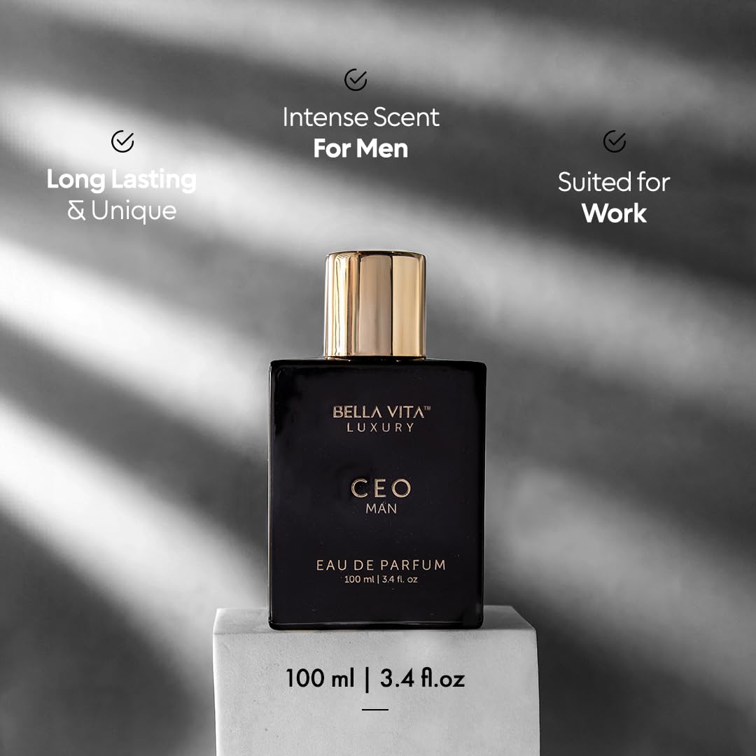 Bella Vita Luxury CEO Man Eau de Parfum 100ml with long-lasting woody fragrance for men in black bottle