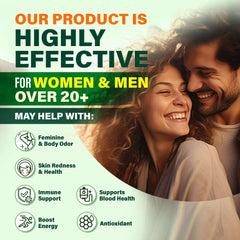 Benevolent Nourishment chlorophyll liquid drops UAE banner with smiling couple and icons for health benefits