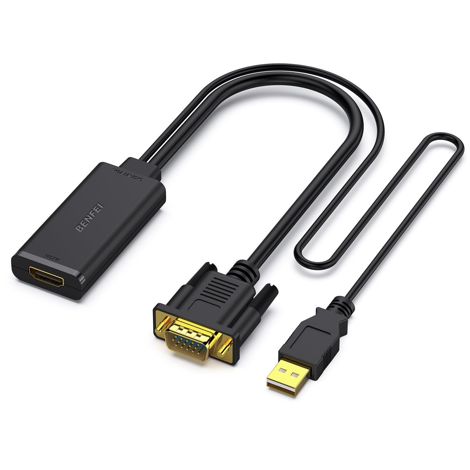 BENFEI 1080P VGA to HDMI converter with audio cable for video and sound connection