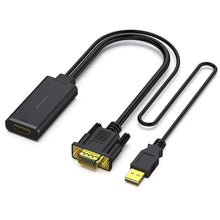 BENFEI VGA to HDMI audio converter showing HDMI and VGA ports on cables