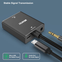 BENFEI HDMI to VGA adapter with audio featuring Micro USB power and audio port for stable signal transmission