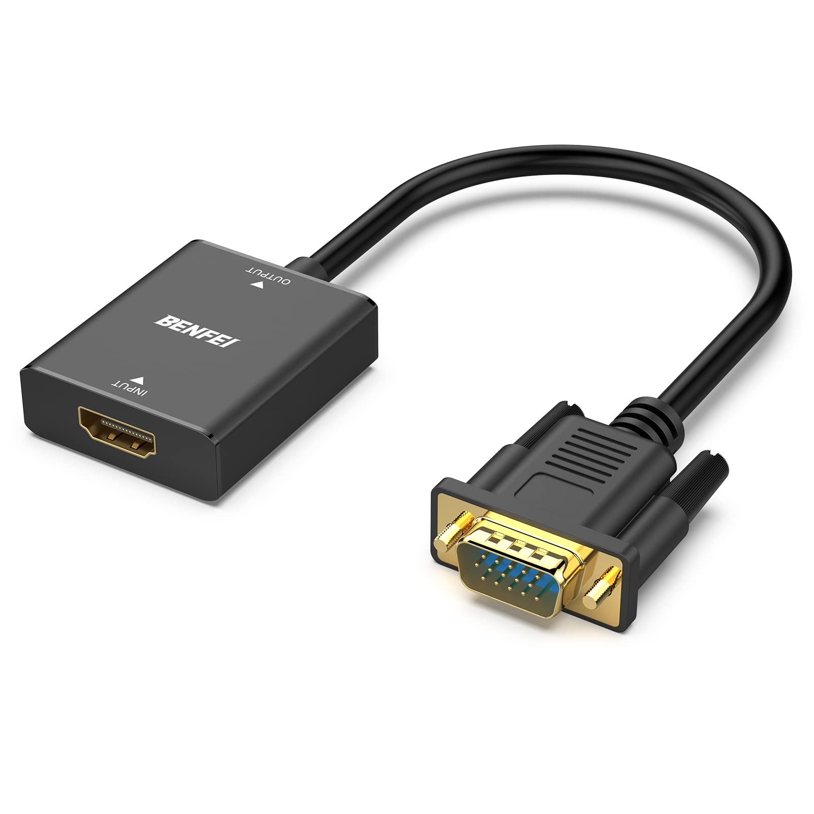 BENFEI HDMI to VGA adapter with audio black cable for video and sound conversion