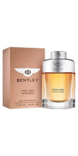 Bentley For Men Intense eau de parfum bottle beside retail box, silver cap