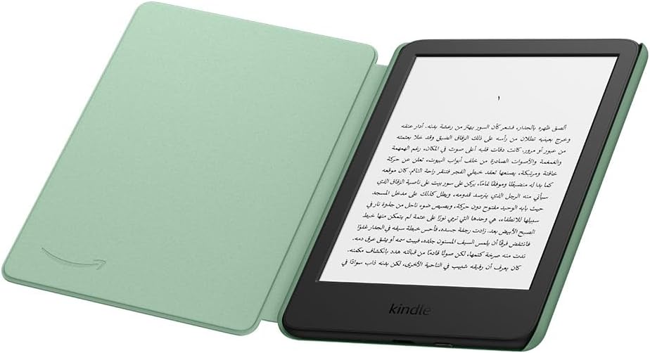 Amazon Kindle eReader with green protective cover by Huitich AMZ best Kindle case for Dubai shoppers