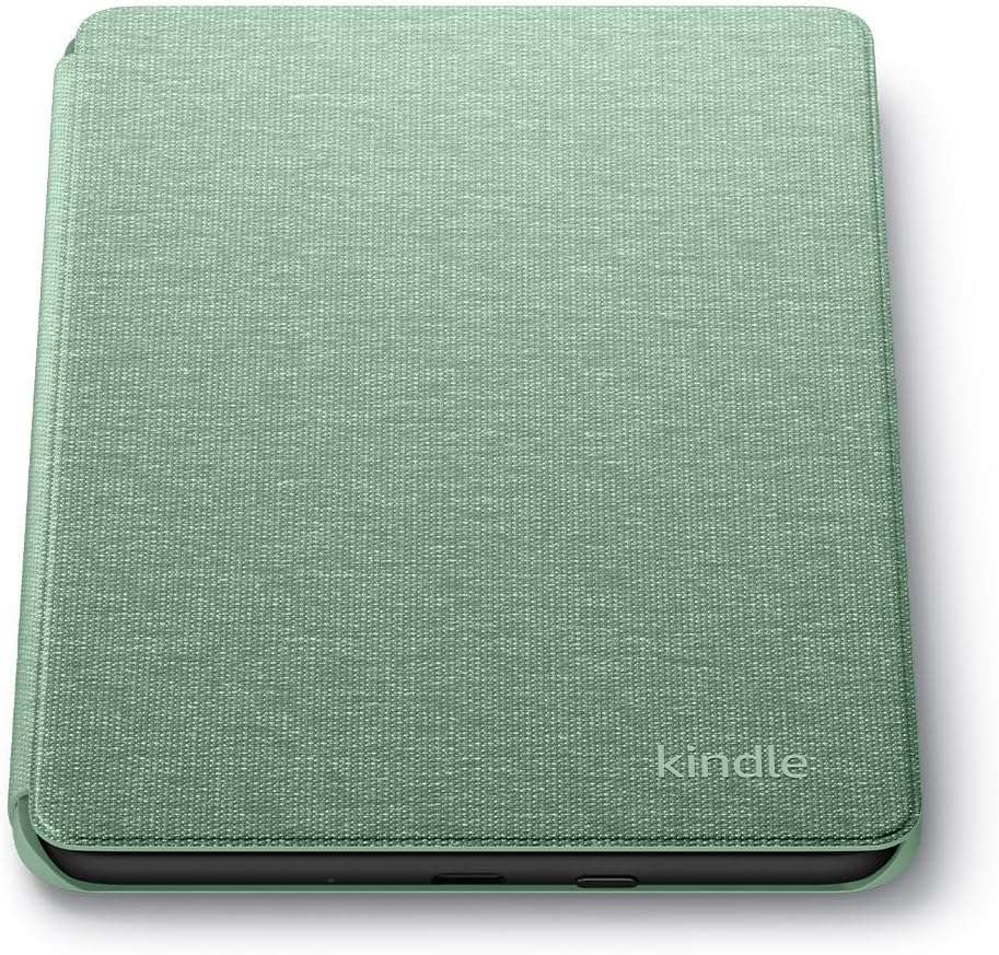 Huitich AMZ green fabric Kindle case closed showing compact design best Kindle case for Dubai shoppers