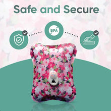Pink and white floral electric heating bag pouch with built-in control module