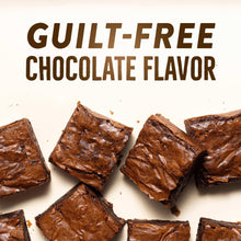 Chocolate-flavored cacao brownies pieces on a light plate