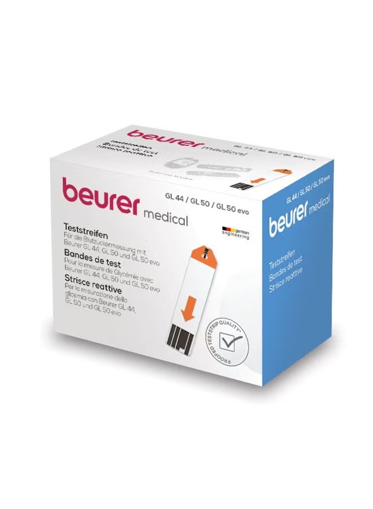 Beurer GL 50 blood glucose monitor test strips box for accurate glucose testing