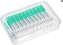 Green interdental braces brushes with silicone heads in clear storage case (200-pack)