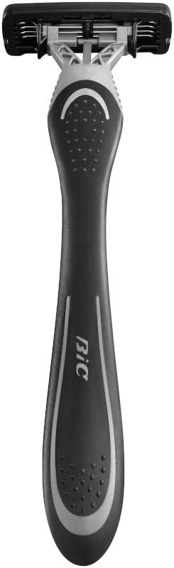 Bic Flex 4 men razors black gray ergonomic handle with four blade cartridge for close shave