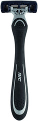 Bic Flex 4 men razors black ergonomic shaving razor with rubber grip four blade cartridge and pivoting head for close shave