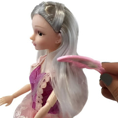 Huitich bicycle doll with accessories featuring a fashion doll with long silver hair and pink outfit