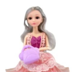 Huitich fashion doll holding a purple handbag wearing a pink dress bicycle doll with accessories