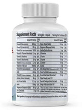 Bio Protection multivitamin bottle back panel with Supplement Facts table