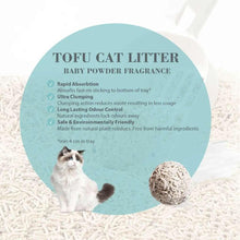 Tofu cat litter baby powder fragrance graphic with cat and textured litter ball