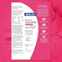 Pink Bioglan Beauty Collagen box of bioglan collagen effervescent tablets with marine collagen vitamin C biotin selenium