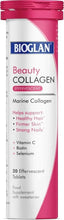 Bioglan Beauty Collagen effervescent bottle showing marine collagen benefits list