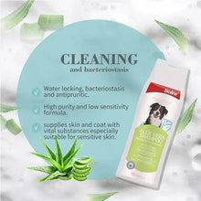 Bioline Aloe Vera dog shampoo bottle with green aloe graphics on front label