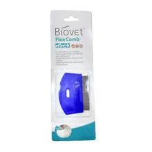 Biovet flea comb, blue plastic tool in blister pack