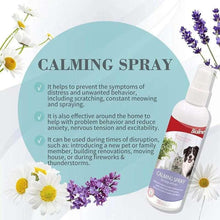 Bioline calming spray bottle with white pump and purple label, angled view