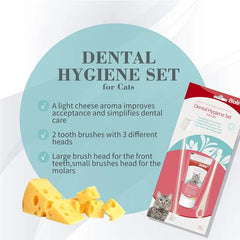 Bioline cat dental hygiene set featuring two tooth brushes with different heads for effective dental care