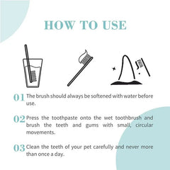 Instructions for using Bioline cat dental hygiene set with toothbrush and toothpaste for effective pet care