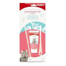 Cat dental hygiene set package with toothpaste tube and toothbrushes, Bioline, 50g