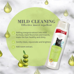 Bioline Cat Insect Repellent Shampoo with Neem Extract for Flea and Tick Prevention