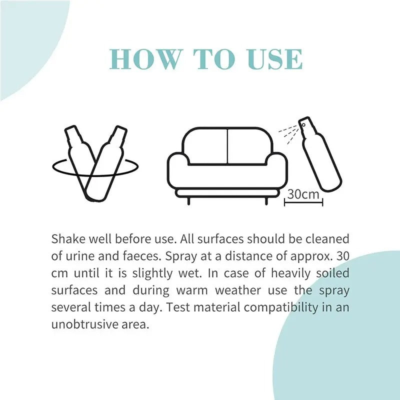 Bioline cat repellent spray UAE instructions on use with illustrations for effective application.