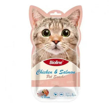 Bioline cat treats, Chicken & Salmon flavor pack, 5x15g