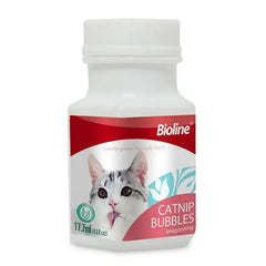 Bioline catnip bubbles for cats in a 17.7ml bottle designed for playful feline fun