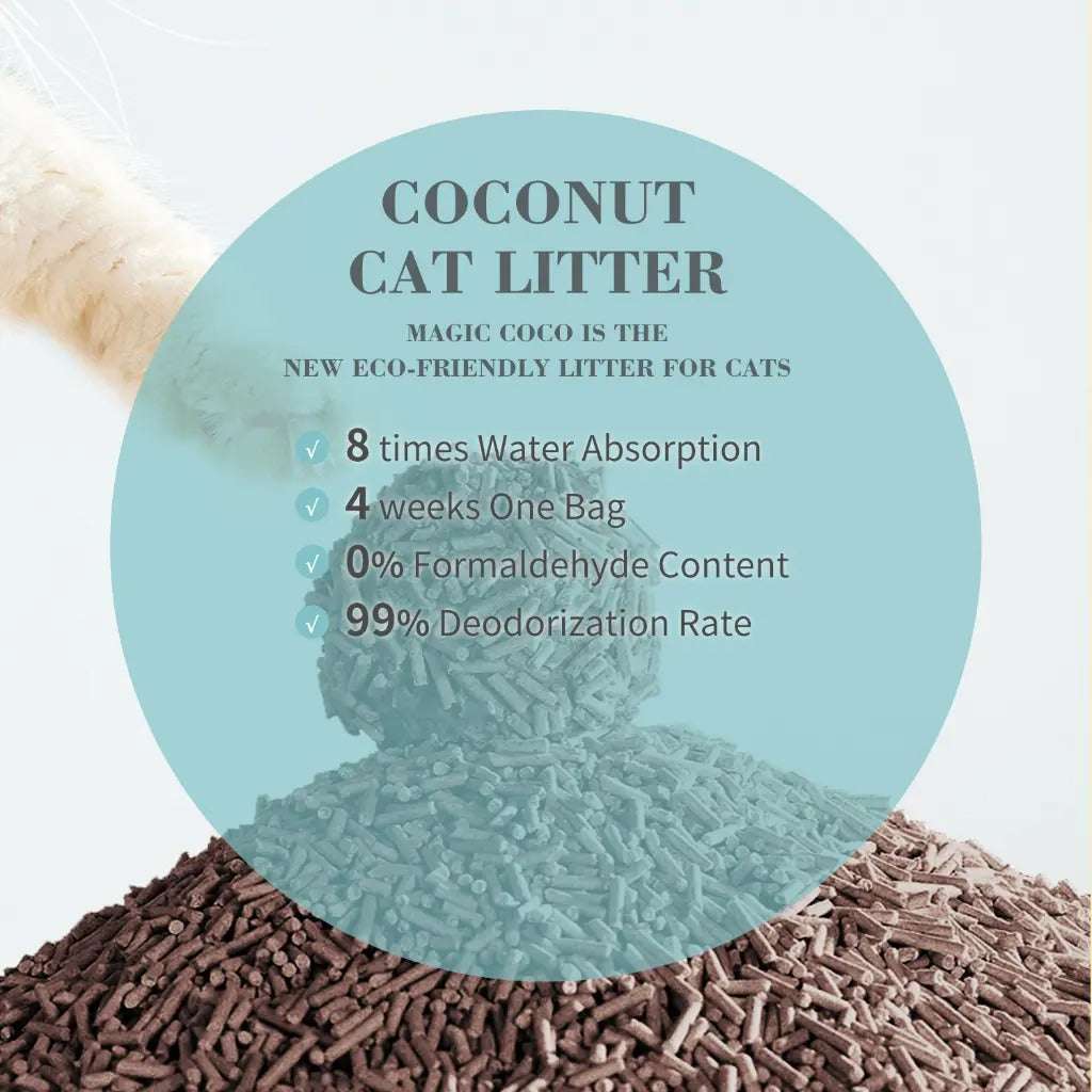Bioline Coconut Cat Litter with 8 times water absorption and 99% deodorization rate for eco-friendly cat care