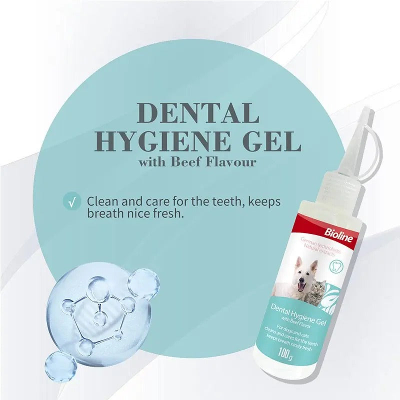 Bioline Dental Hygiene Gel for Cats and Dogs with Beef Flavour for fresh breath and clean teeth