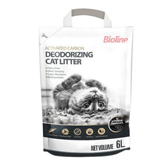 Bioline deodorizing cat litter with activated carbon for odor control and superior clumping, 6L package