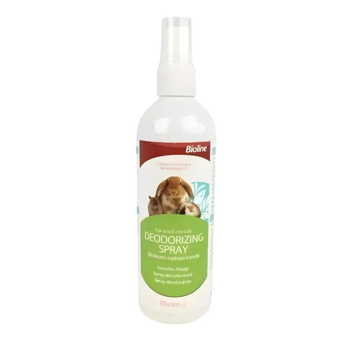 Bioline deodorizing spray for small pets in a spray bottle for effective odor control