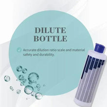 Dilute bottle with blue cap and vertical dilution ratio marks on bottle front
