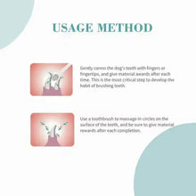 Dog toothbrush usage method card with small brush illustrations