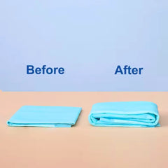 Bioline dog training pads 60x60cm shown before and after unfolding for convenient use