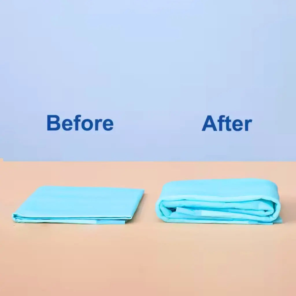 Bioline dog training pads 60x90cm presented in folded and unfolded states for easy use