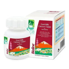 Bioline goat milk calcium tablet bottle and box for cats and dogs