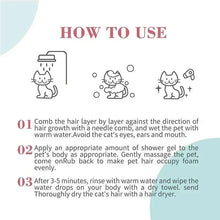 Bioline kitten shampoo usage guide with kitten icons and bubble steps