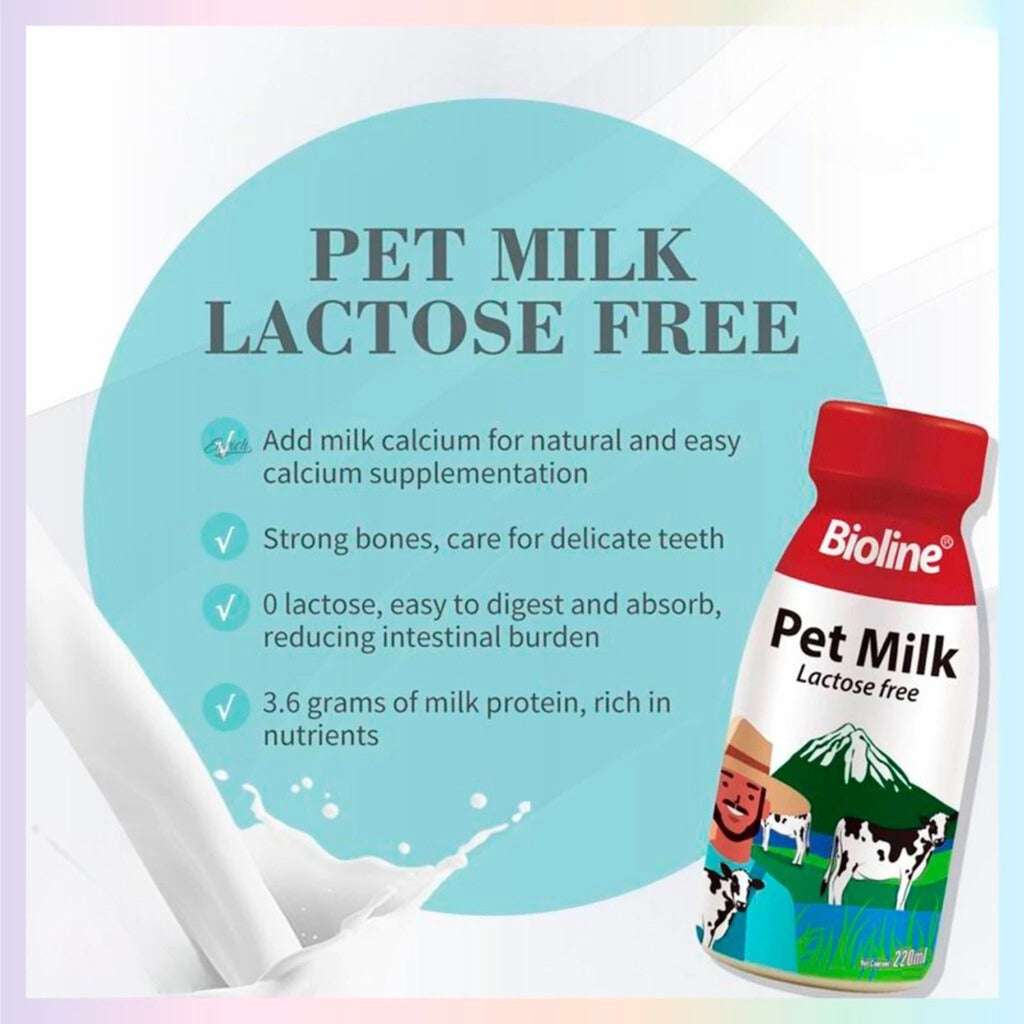 Bioline Pet Milk Lactose Free with added calcium for strong bones and easy digestion for pets