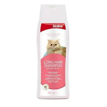 Long hair cat shampoo bottle, white/red Bioline, 250ml