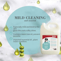 Bioline neem dog shampoo 5L with neem tree oil for gentle cleaning and insect repellent benefits